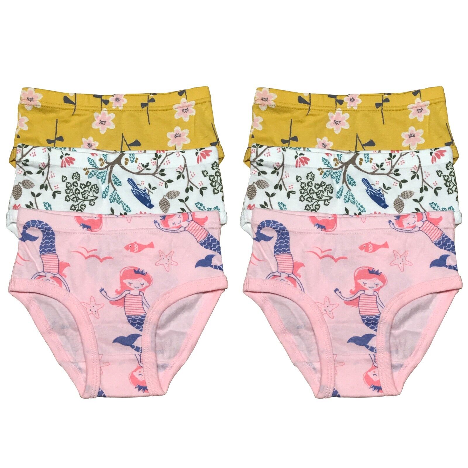 6 PK Toddler Little Girls Cotton Underwear Briefs Kids Panties Mermaid  Pattern