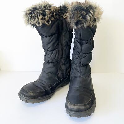 Spring Step Womens Alpi-Tex Vanish Faux Fur Trim Black Snow Boots Size 39 US 9