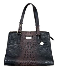 Borsa a tracolla BRAHMIN Croc in rilievo marrone scuro con cerniera
