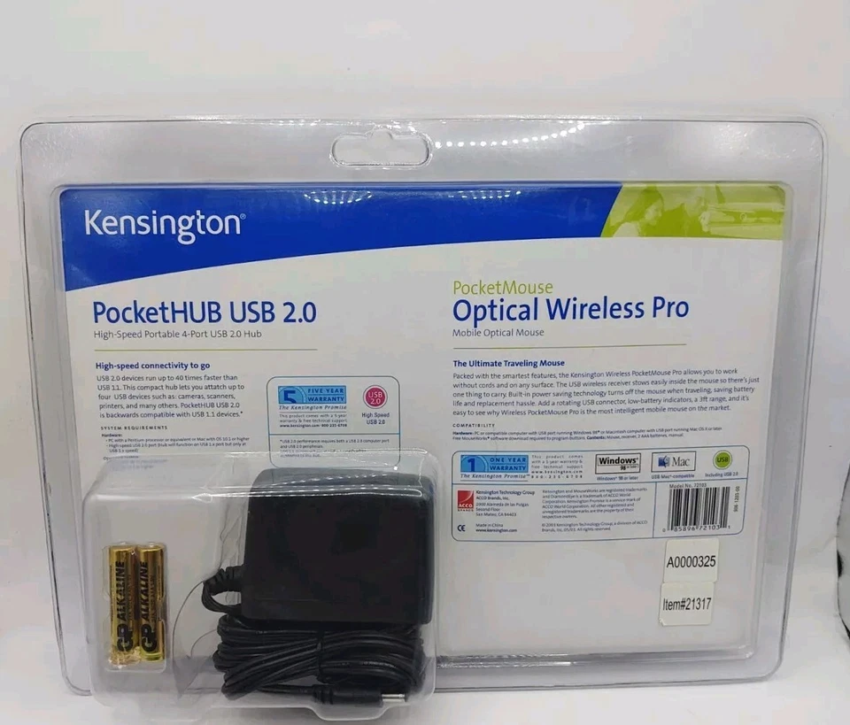 Vintage Kensington 72103 PocketMouse Optical Wireless Pro - PocketHub USB 2.0 - Image 4 of 4