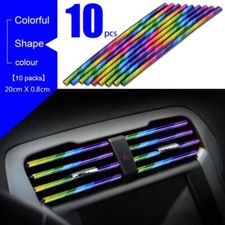 10pcs Car Air Conditioner Air Outlet Vent Strip Interior Decoration Trim Colored