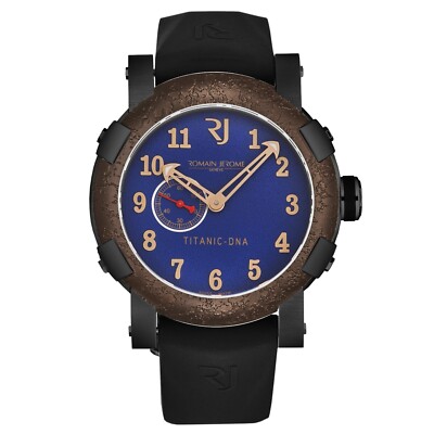 Romain Jerome Mens 'Titanic' Blue Dial Black Rubber Strap Watch RJTIAU.503.20