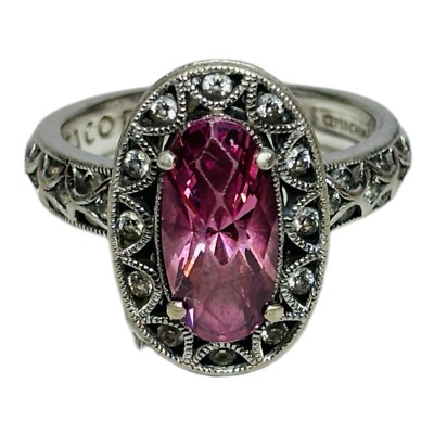 Tacori IV Sterling 925 Silber Epiphanie rosa Stein Ring Gr. 7 - 0,20