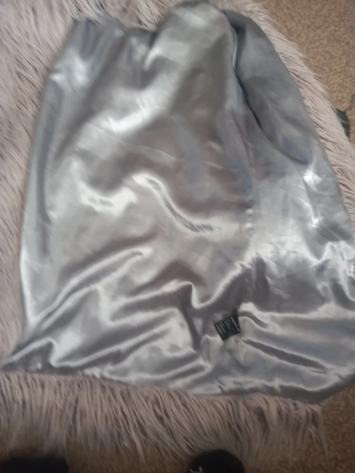 Abrigo peludo gris plateado de piel sintética mongol Story of Lola de colección raro S/M 8 10 Foto 4 de 4