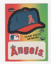 1983 FLEER BASEBALL TEAM HAT & NAME LOGO STICKER CALIFORNIA ANGELS