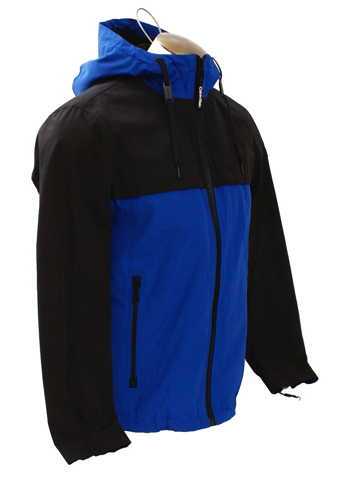 Calvin Klein Men's M Blue Black Zip Front Hooded Jacket Poly Sherpa Lining image 4