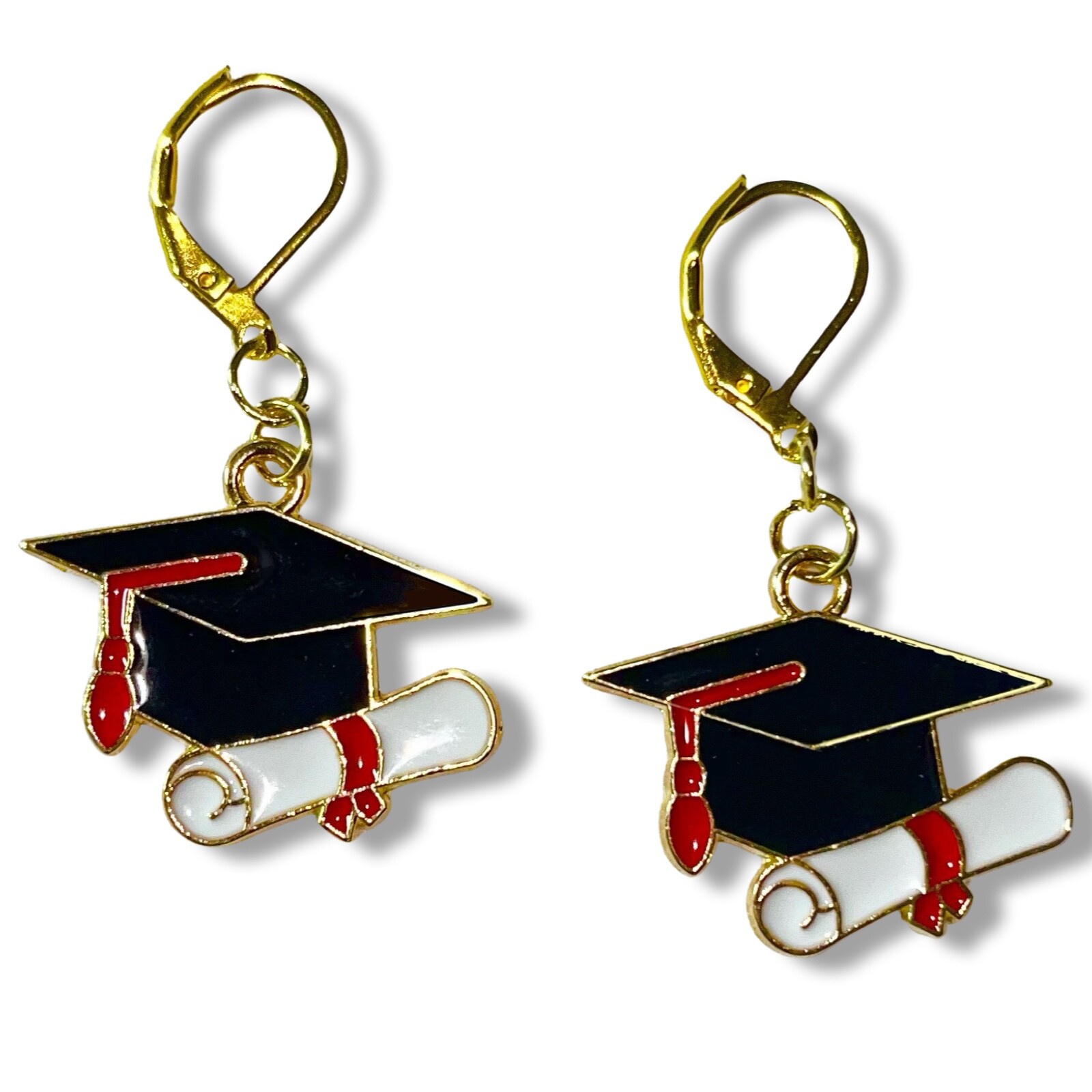 Graduation Leverback Earrings With Gift Box Dangle Drop Cap Diploma ...