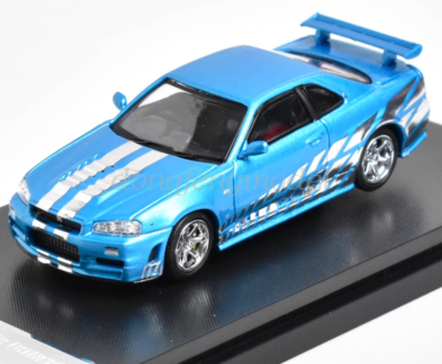 SH 1:64 Scale Blue Skyline GTR R34 Racing Sports Diecast Metal Car