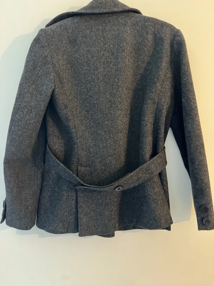 Vintage LEI Junior/ Women’s Gray Wool Double Breasted Pea coat Medium Y2K - Image 4 of 4