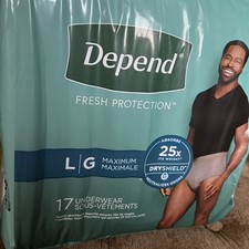 Depend Fit-Flex Incontinence Underwear for Men Maximum Absorbency Size L - 17...