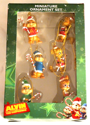 Alvin & The Chipmunks, Chipettes Christmas 2011 (6) Miniature Ornaments NMIP Ppd