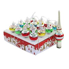 Kurt Adler Miniature Ornaments and Treetop, Set of 16 Multi Color