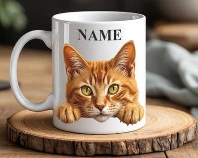 Personalisierte Ingwer Katze Tasse individueller Name Geschenk für Katzenliebhaber süße Katze Tasse 66
