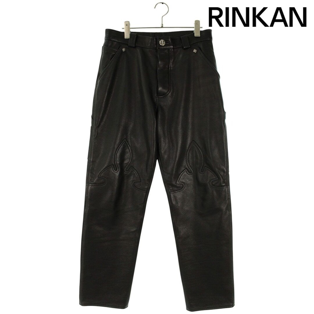 Chrome Hearts CARPENTER FLERKNEE LTHR Cross Button Funny Piping Leather Used 109