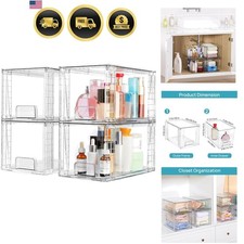 Vtopmart 4 Pack Large Stackable Storage Drawers,Easily Assemble Acrylic