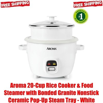 Aroma 20-Cup Rice Cooker & Food Steamer with Bonded Granite Nonstick Ceramic