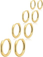 Small Gold Huggie Hoop Earrings Set for Women 14K Gold Plated Hypoallergenic Lig