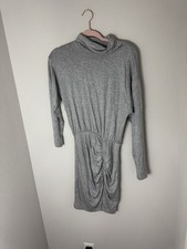 Fraiche by J Gray Cowl Neck Sweater Dress Ruched Long Sleeve Short S Rayon