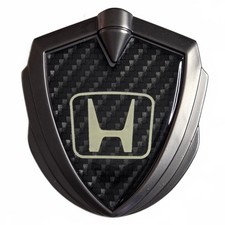 Honda H Logo Emblem Badge Carbon Fiber Look Car Interior Exterior Decal Black
