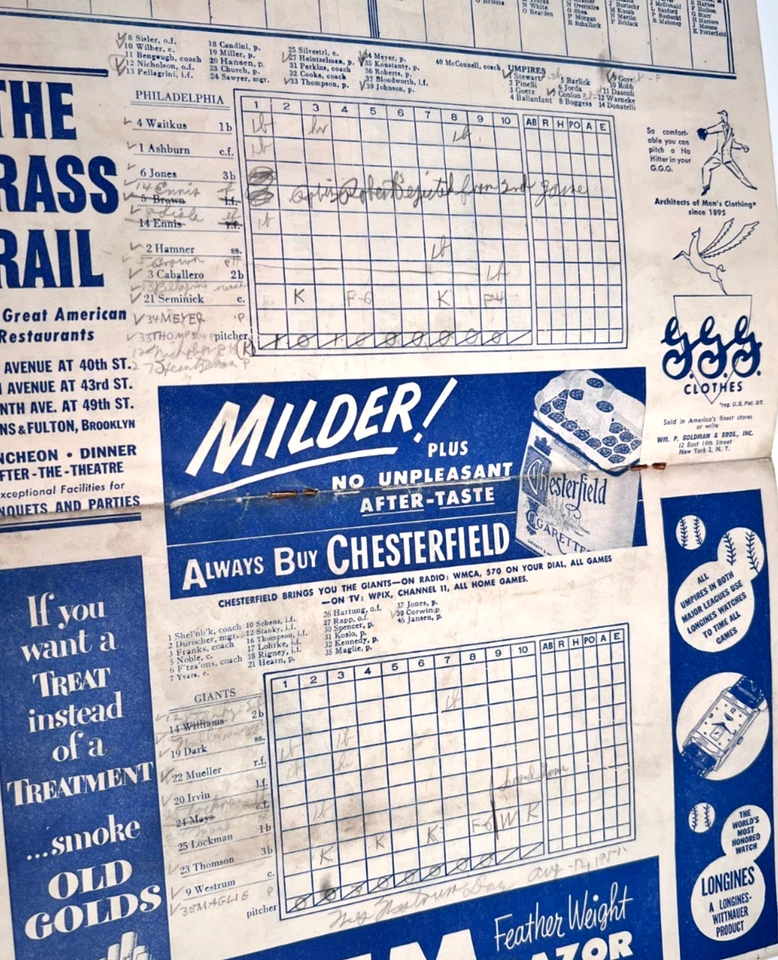 1951 New York Giants Baseball Program Mays, Irvin 11/12/51 - Image 2 of 3