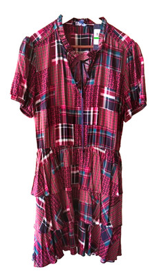 Tommy Hilfiger Patchwork Plaid Mini Dress Size Large NWT Scarlet Tartan Academia