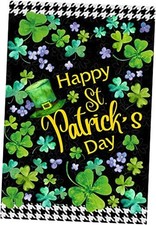 Happy St. Patrick's Day Shamrock Clover Floral House Flag 28" x 40" 