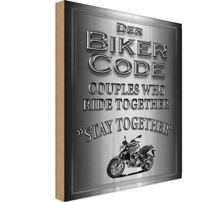 Holzschild 18x12 cm Motorrad Biker Code stay ride together Auto Garage Werkstatt