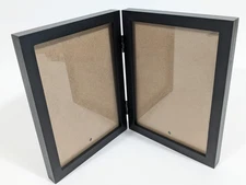 5x7 Double Picture Frame Hinged Folding Black with Glass Great Decoration