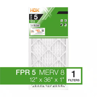 12 In. X 36 In. X 1 In. Standard Pleated Air Filter FPR 5, MERV 8