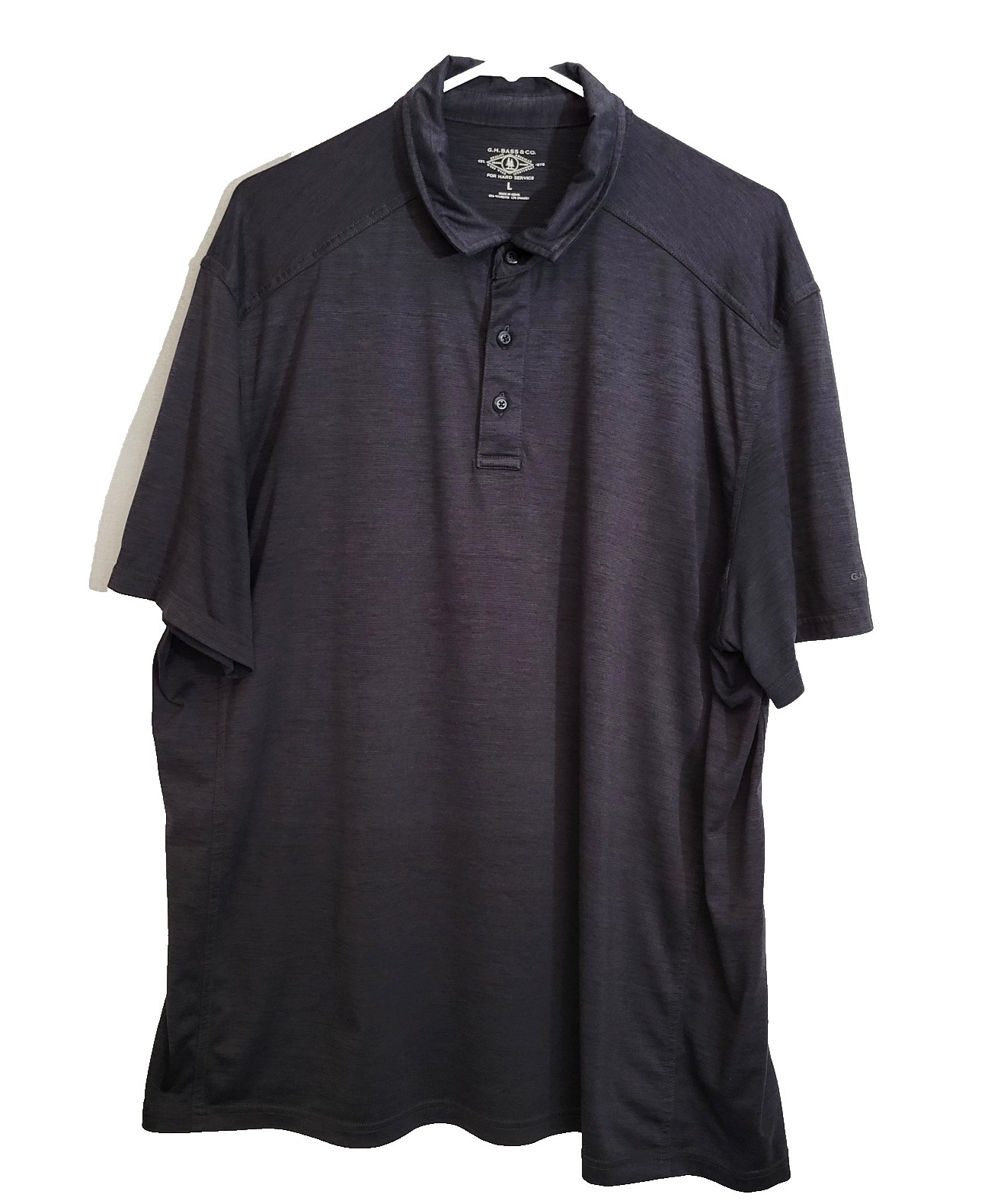 G.H. Bass & Co Men’s Polo Shirt Large Dark Gray Short Sleeve Performance Stretch