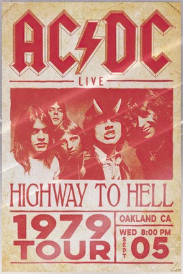 AC/DC - Music Poster (Highway To Hell - 1972 Tour Promo Poster) (LAMINATED)