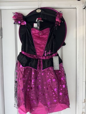 Brandneu mit Etikett Barbie Hexe rosa & schwarz Kostüm Verkleidung Kostüm Alter 9-10 Jahre