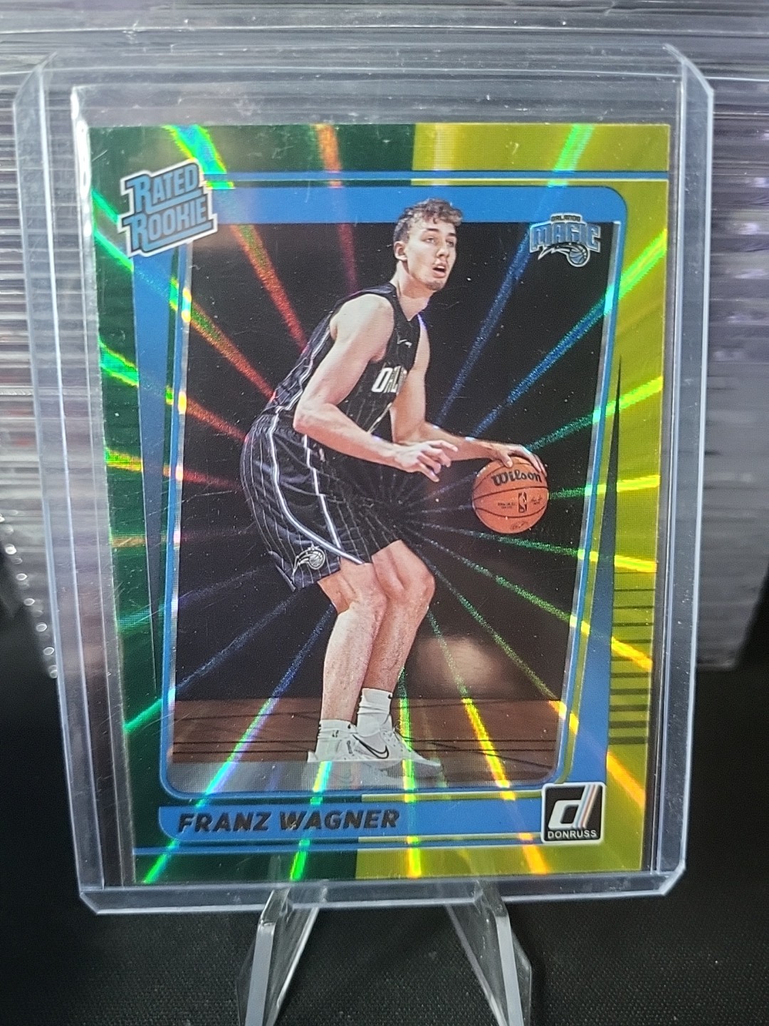 Franz Wagner 2021-22 Donruss Rated ROOKIE Green & Yellow Laser #235 - Orlando