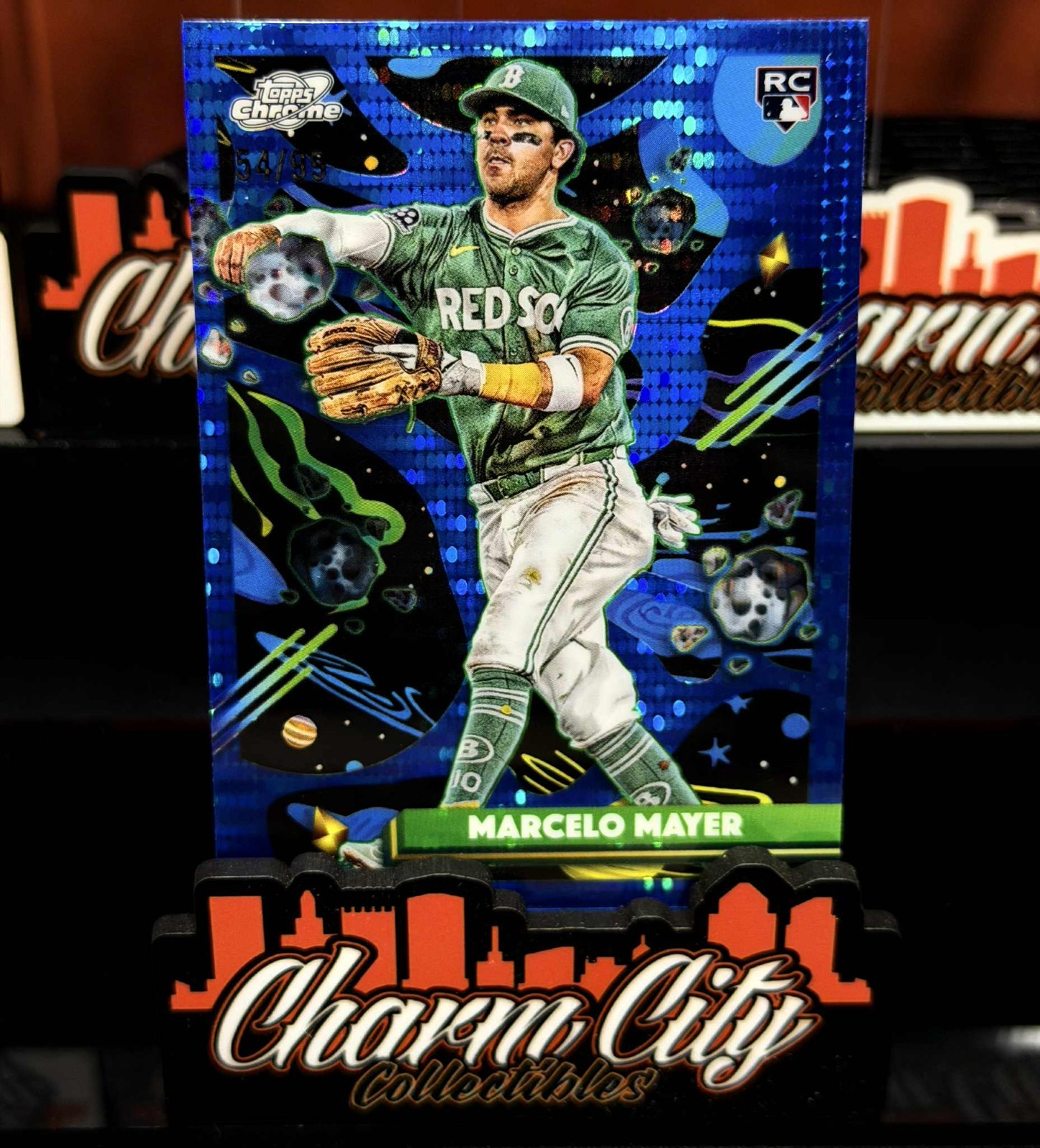 2025 Topps Chrome Cosmic Marcelo Mayer Blue Moon Refractor /99 Rc Red Sox #91