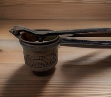 Cast Iron Potato Ricer Masher Strainer Cup Press Cottagecore Decor Vintage 10&rdquo;