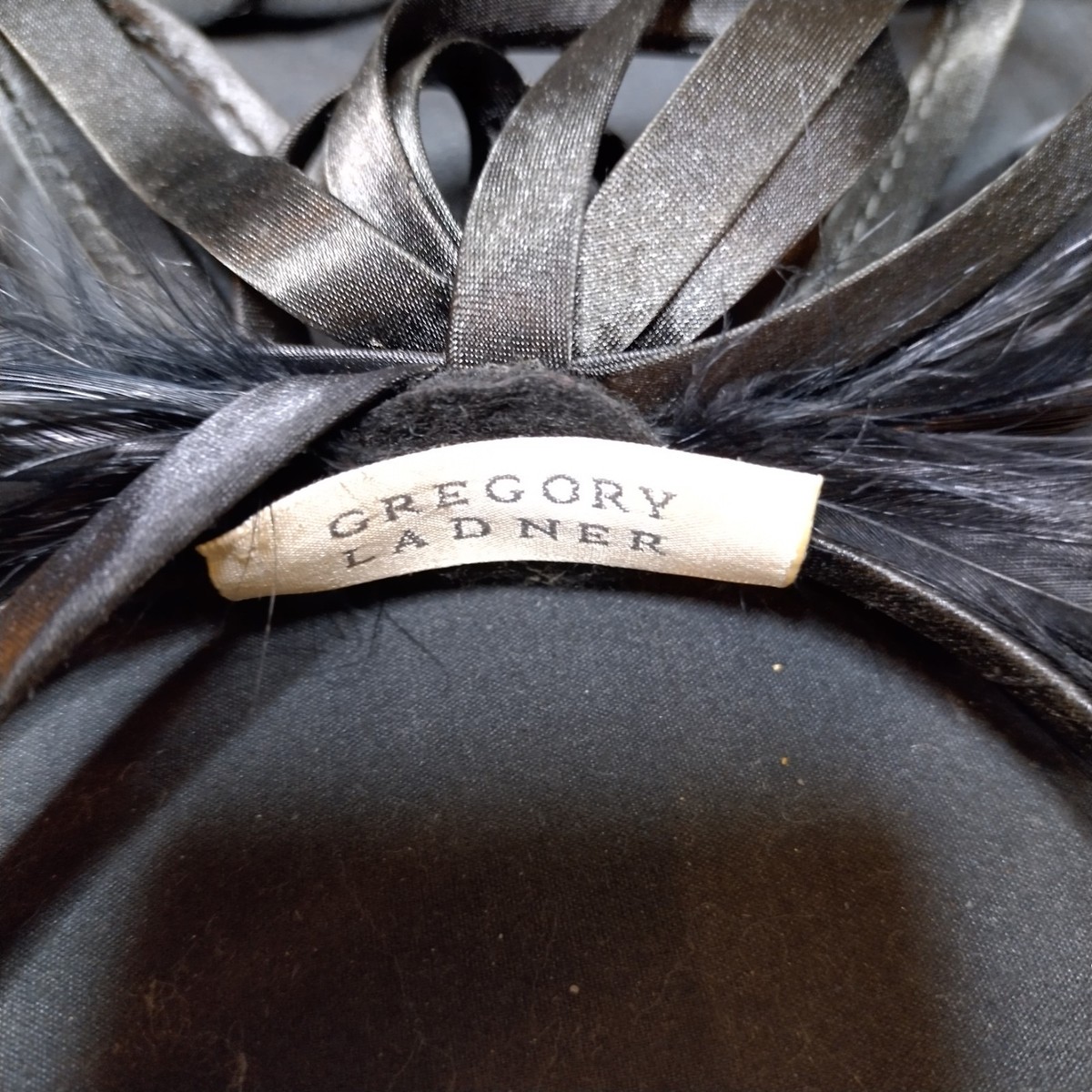 Gregory Ladner Black Sinamay Loop Feather Fascinator Headband Races Wedding View 6