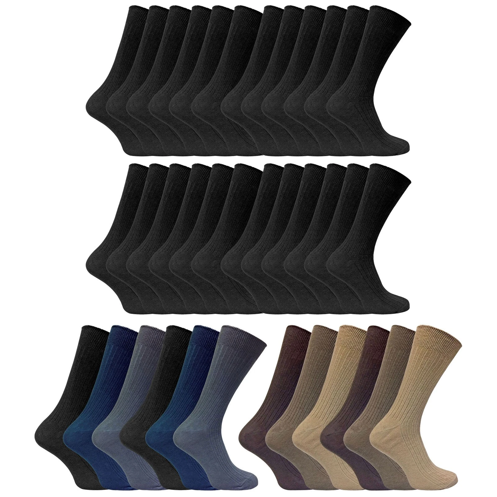 24 Pairs Multipack Mens Ultimate Comfort 100% Cotton Socks
Opens in a new window or tab