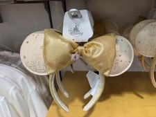 2025 Walt Disney World White Gold Castle Minnie Mouse Ears Headband BNWT