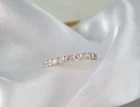 Vintage Sterling Silver 925 Gold on CZ Designer Eternity Band Ring Size 11