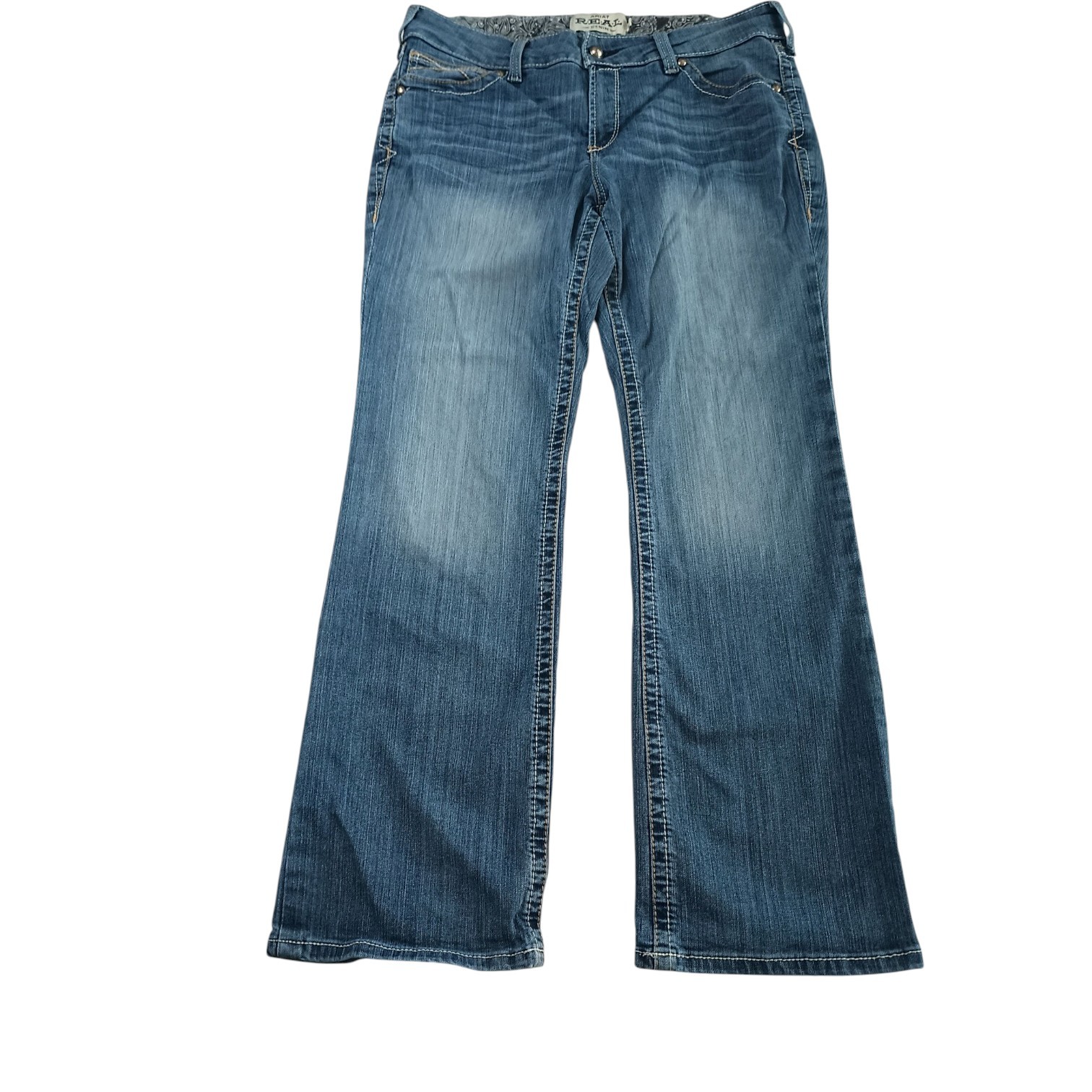 Womens Ariat R.e.a.l. Mid Rise Stretch Whipstitch Boot Cut Jean (Distressed)