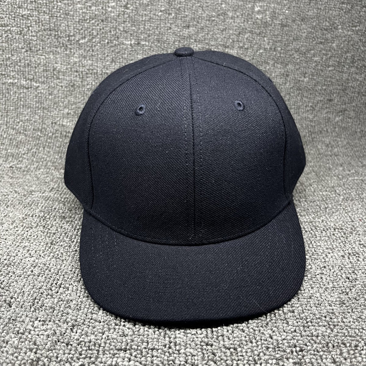 Richardson 210 Fitted Hat Plain Black Flat Bill Baseball Cap Size 7 1/8 New