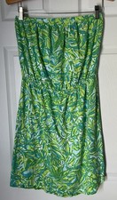 Lilly Pulitzer Windsor Pima Cotton strapless Dress Fresh Citrus Green Parrot Med