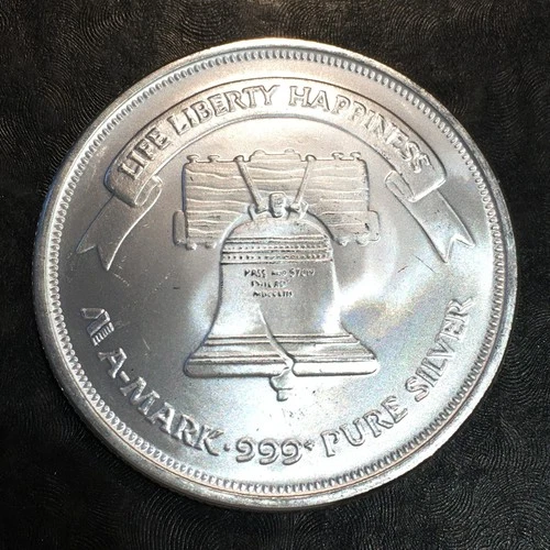 1oz Silver Bullion FROSTY A-MARK BELL & EAGLE style WE COMBINE SHIP #R838