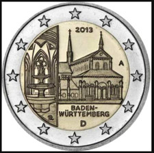 Germany coin 2€ euro 2013 UNC Maulbronn Abbey in Baden-Wurttemberg chose ADFG