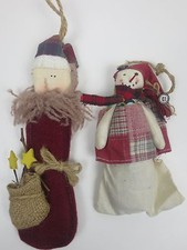 Primitive Snowman Christmas Ornaments Snowman In Stocking  One In Hat  Scarf