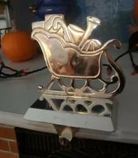 Silver Chrome Christmas Sleigh Stocking Holder Hanger - Scratched & Wore