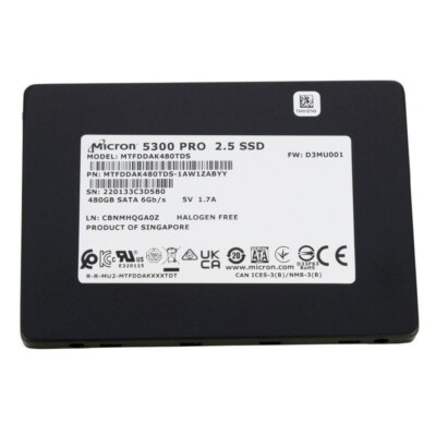 Micron 5300 PRO 480GB SSD SATA 6Gb/s Solid State Drive