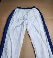 VTG 80s Windbreaker Track Pants Medium White Blue Stripe Warm Up Hong Kong