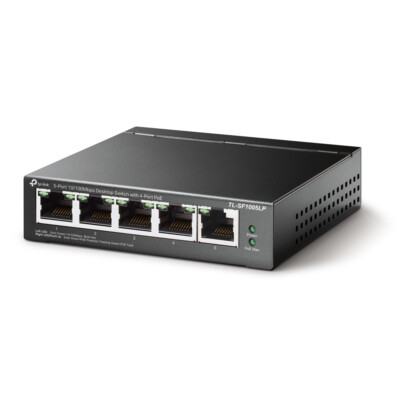 TP-Link TL-SF1005LP 5-Port 10/100Mbps (4x PoE Switch) Plug and Play Schwarz NEU