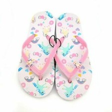 Girl's Unicorn Sandals Flip Flops FUN CUTE Rainbows Hearts NEW Size S 13/1